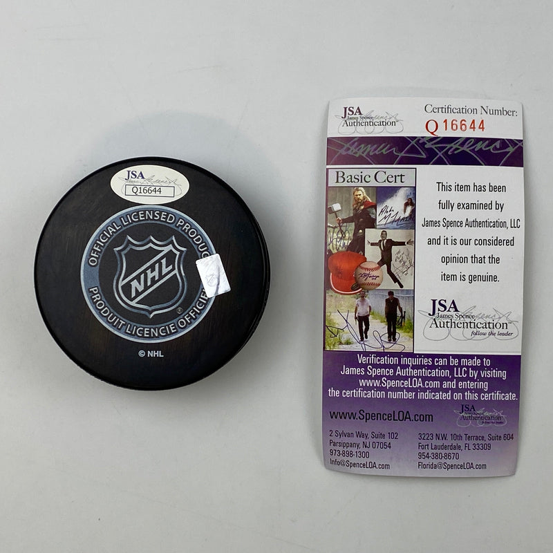 Autographed/Signed Evgeni Malkin Pittsburgh Penguins 2016 Stanley Cup Logo Hockey Puck JSA COA