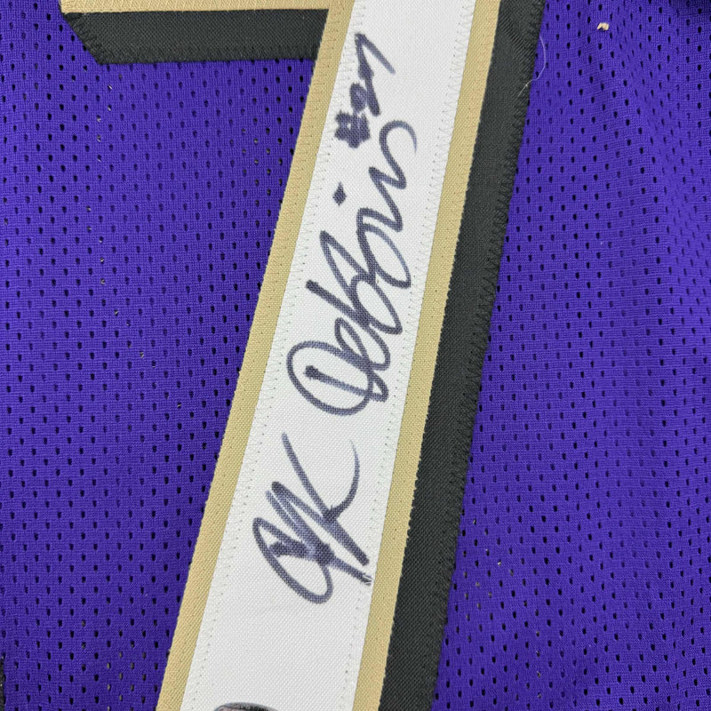 Autographed/Signed J.K. Dobbins Baltimore Purple Football Jersey JSA COA