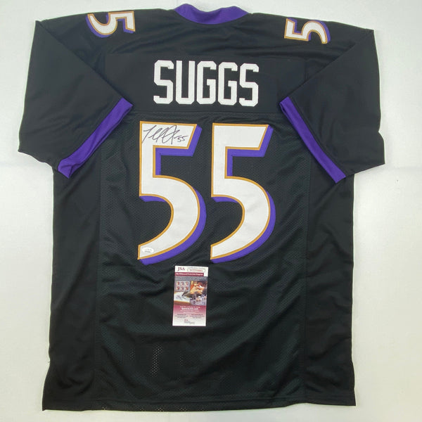 Autographed/Signed Terrell Suggs Baltimore Black Football Jersey JSA COA
