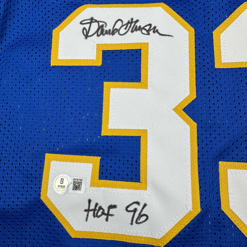 Autographed/Signed David Thompson HOF 96 Denver Blue Retro Rainbow Basketball Jersey Beckett BAS COA