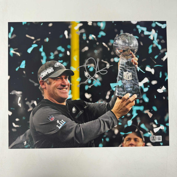Autographed/Signed Doug Pederson Philadelphia Eagles Super Bowl LII 52 Champions 11x14 Football Photo Beckett BAS COA