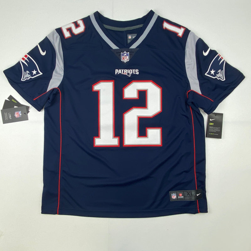 Autographed/Signed Tom Brady New England Patriots Blue Authentic Nike Limited Football Jersey Fanatics COA/LOA