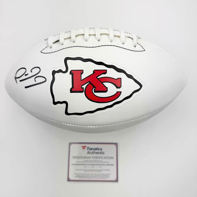 Autographed/Signed Patrick Mahomes Kansas City Chiefs Full Size F/S White Panel Logo Football Fanatics COA