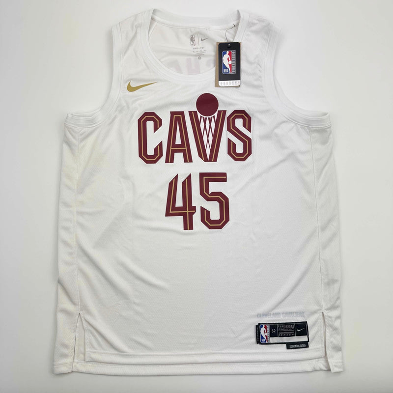 Autographed/Signed Donovan Mitchell Cleveland Cavaliers White Basketball Jersey Fanatics COA