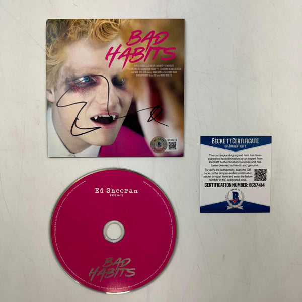 Autographed/Signed Ed Sheeran  Bad Habits  Album CD Cover Disk JSA COA