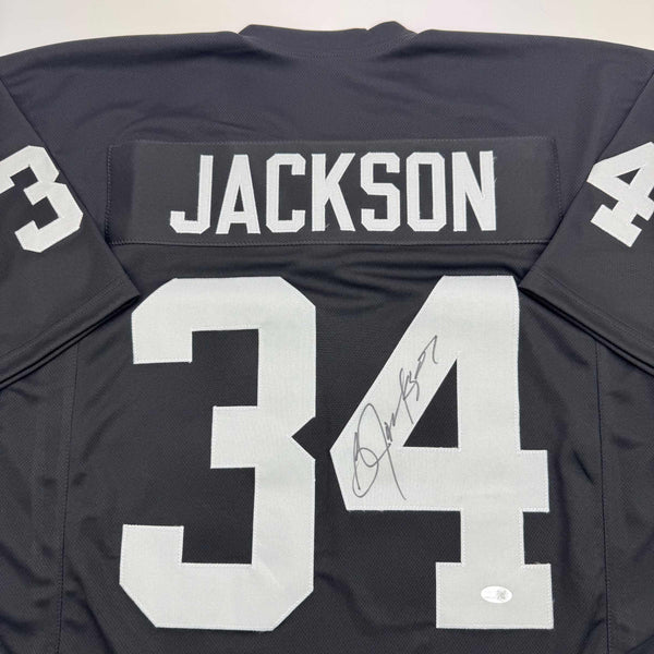 Autographed/Signed Bo Jackson Oakland Black Football Jersey JSA COA