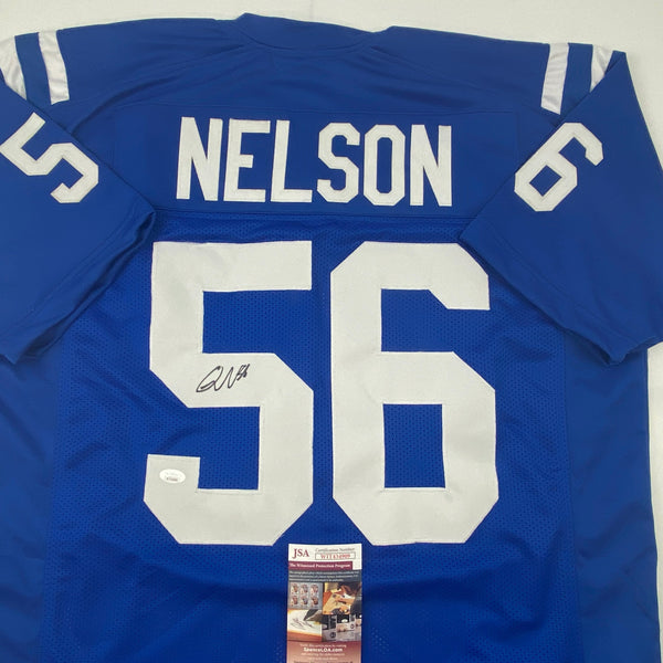 Autographed/Signed Quenton Nelson Indianapolis Blue Football Jersey JSA COA
