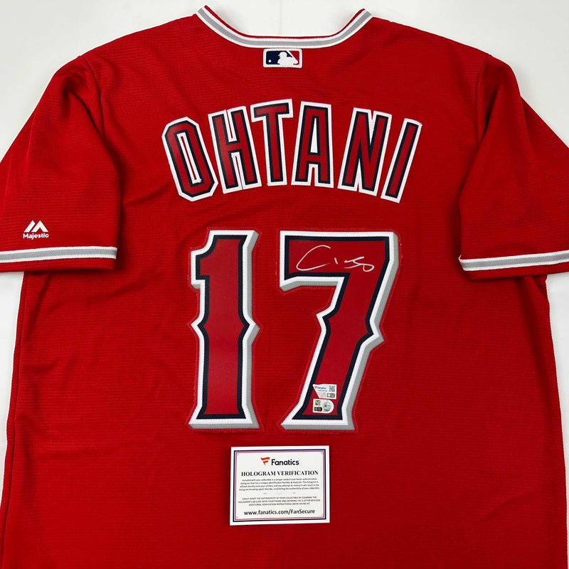 Autographed/Signed Shohei Ohtani Los Angeles Angels of Anaheim Red Majestic Authentic Baseball Jersey Fanatics COA