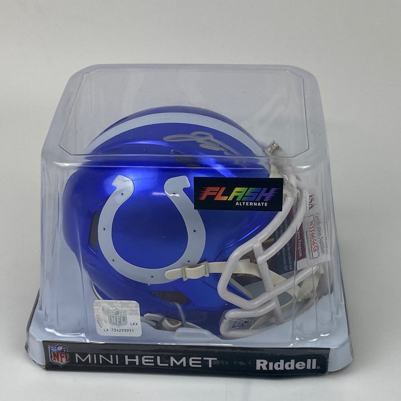 Autographed/Signed Jonathan Taylor Indianapolis Colts Flash Alternate Mini Football Helmet JSA COA