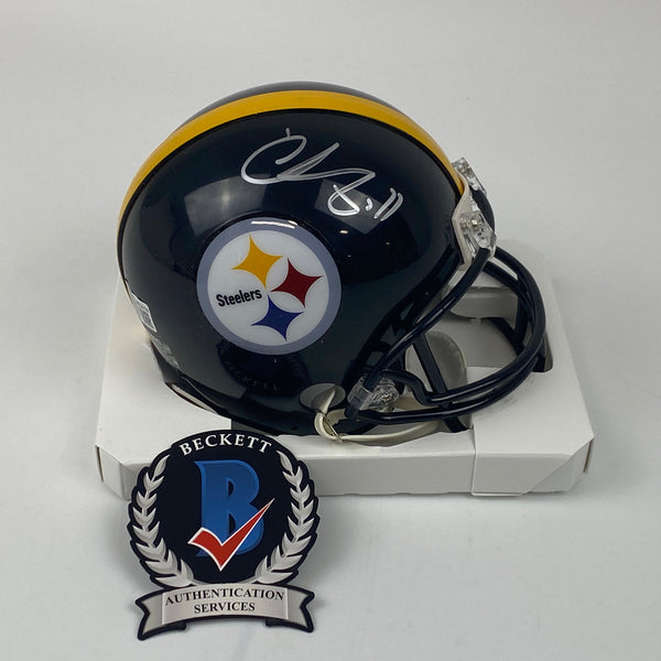 Autographed/Signed Chase Claypool Pittsburgh Steelers Mini Football Helmet Beckett BAS COA