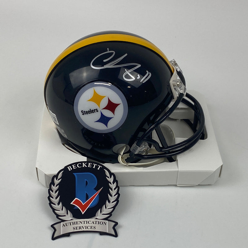 Autographed/Signed Chase Claypool Pittsburgh Steelers Mini Football Helmet Beckett BAS COA
