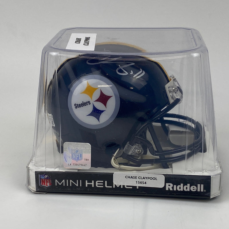 Autographed/Signed Chase Claypool Pittsburgh Steelers Mini Football Helmet Beckett BAS COA