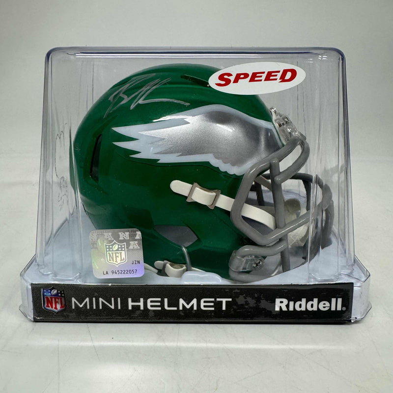 Autographed/Signed Brandon Graham Philadelphia Eagles Kelly Green Mini Football Helmet Beckett BAS COA
