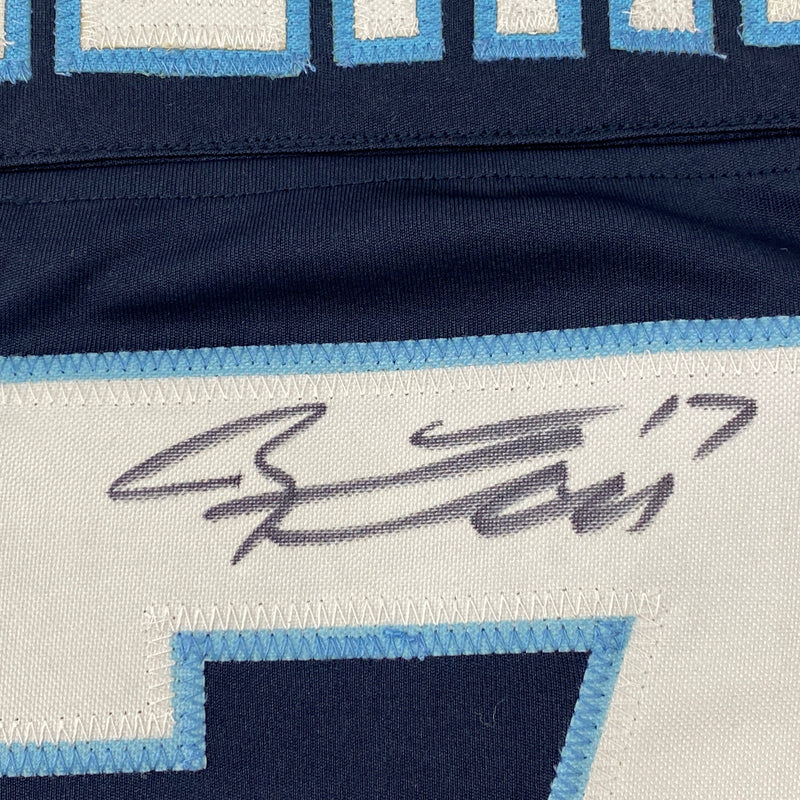 Autographed/Signed Ryan Tannehill Tennessee Dark Blue Football Jersey Beckett BAS COA