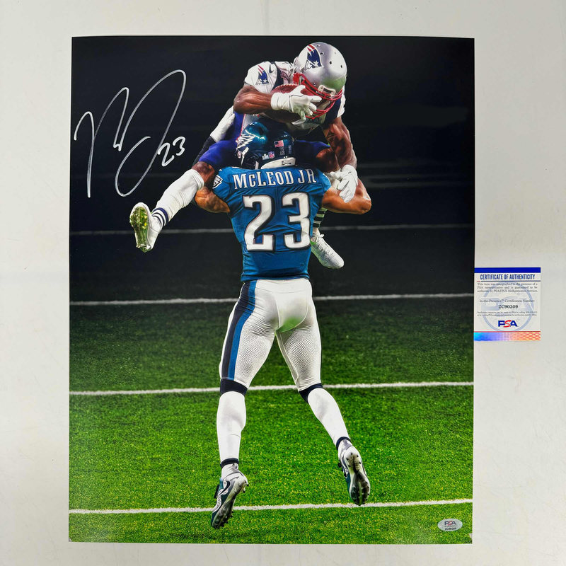Autographed/Signed Rodney McLeod Jr. Philadelphia Eagles Super Bowl LII 52 Hit 16x20 Football Photo PSA/DNA COA
