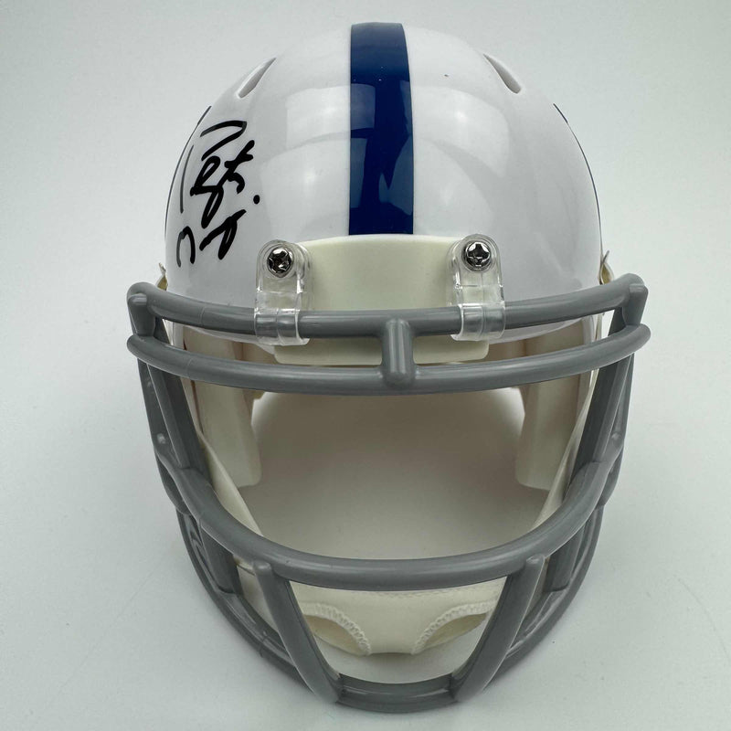 Autographed/Signed Peyton Manning "5x NFL MVP" Indianapolis Colts Mini Football Helmet Fanatics COA