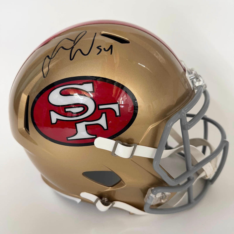 Autographed/Signed Fred Warner San Francisco 49ers Full Size FS F/S Replica Football Helmet Beckett BAS COA