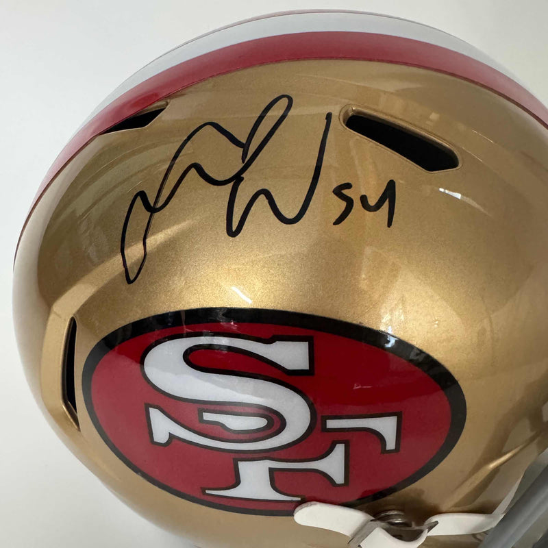 Autographed/Signed Fred Warner San Francisco 49ers Full Size FS F/S Replica Football Helmet Beckett BAS COA