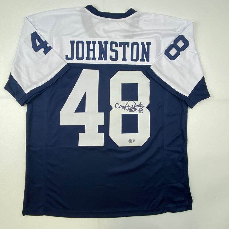 Autographed/Signed Daryl Moose Johnston Dallas Thanksgiving Day Football Jersey Beckett BAS COA
