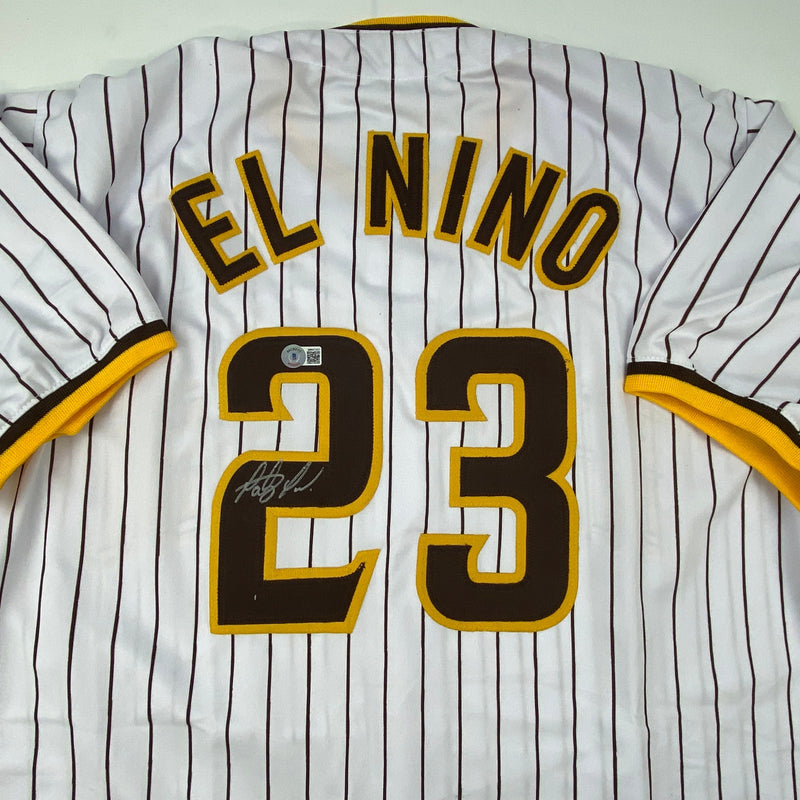 Autographed/Signed Fernando Tatis Jr. El Nino San Diego Pinstripe Baseball Jersey Beckett BAS COA