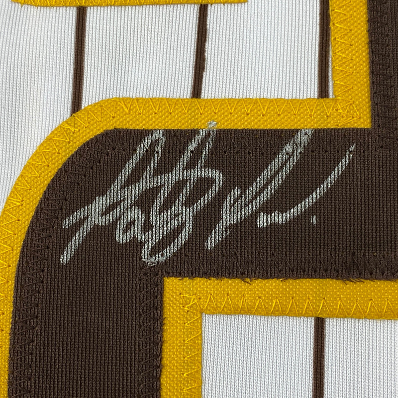 Autographed/Signed Fernando Tatis Jr. El Nino San Diego Pinstripe Baseball Jersey Beckett BAS COA