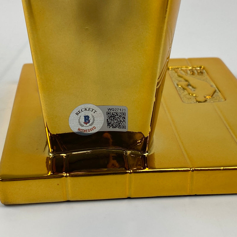 Autographed/Signed Giannis Antetokounmpo Milwaukee Bucks Replica 2021 NBA Finals Basketball Trophy Beckett BAS COA