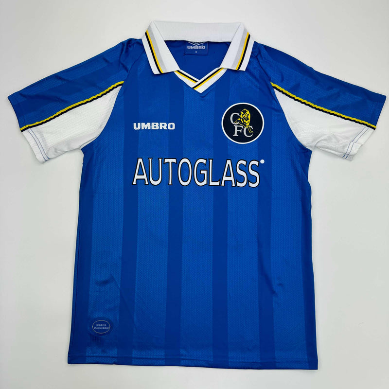 Autographed/Signed Gianfranco Zola Chelsea FC Blue Soccer Futbol Jersey Beckett BAS COA