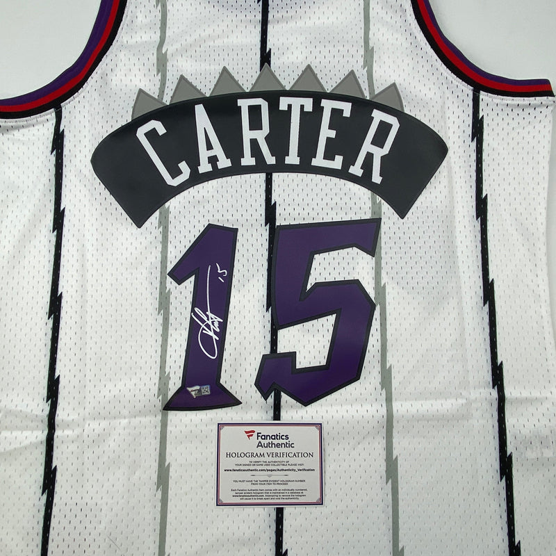 Autographed/Signed Vince Carter Toronto Raptors White Authentic Basketball Jersey Fanatics COA