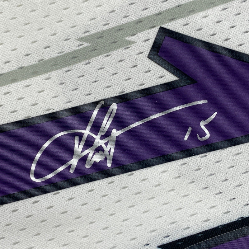 Autographed/Signed Vince Carter Toronto Raptors White Authentic Basketball Jersey Fanatics COA