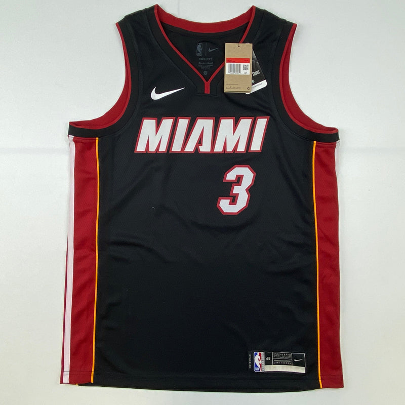 Autographed/Signed Dwyane Wade Miami Heat Black Authentic Basketball Jersey Fanatics COA