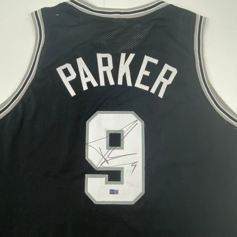 Autographed/Signed Tony Parker San Antonio Black Basketball Jersey Steiner COA