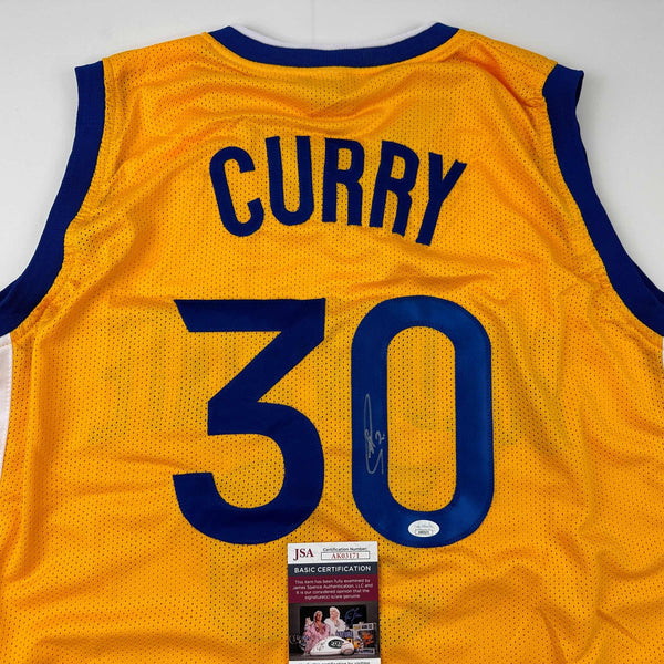 Autographed/Signed Stephen Steph Curry Golden State Yellow Basketball Jersey JSA COA