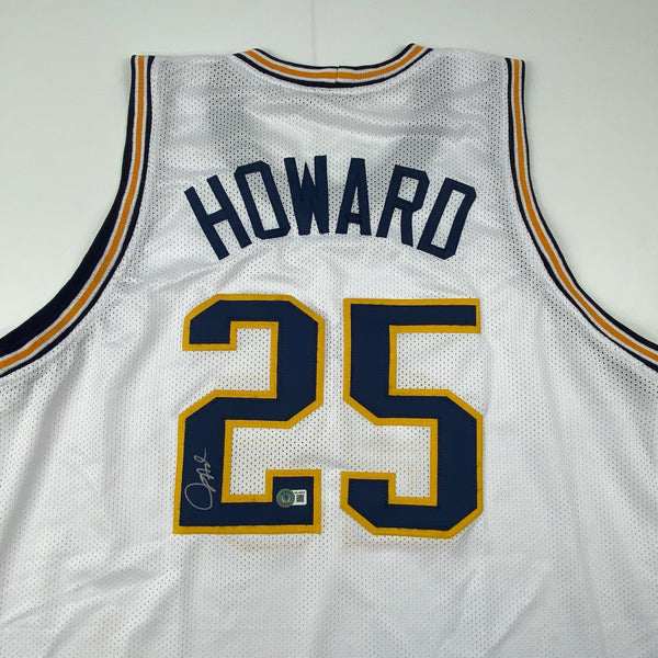 Autographed/Signed Juwan Howard Michigan White College Basketball Jersey Beckett BAS COA