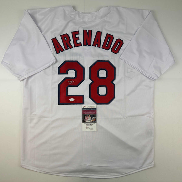 Autographed/Signed Nolan Arenado St. Louis White Baseball Jersey JSA COA