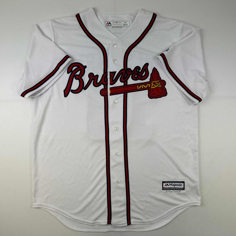 Autographed/Signed Ronald Acuna Jr. It's Over Majestic Atlanta Braves White Baseball Jersey JSA COA