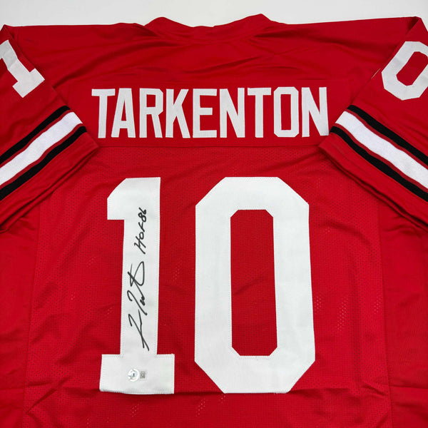 Autographed/Signed Fran Tarkenton Georgia Red College Football Jersey Beckett BAS COA