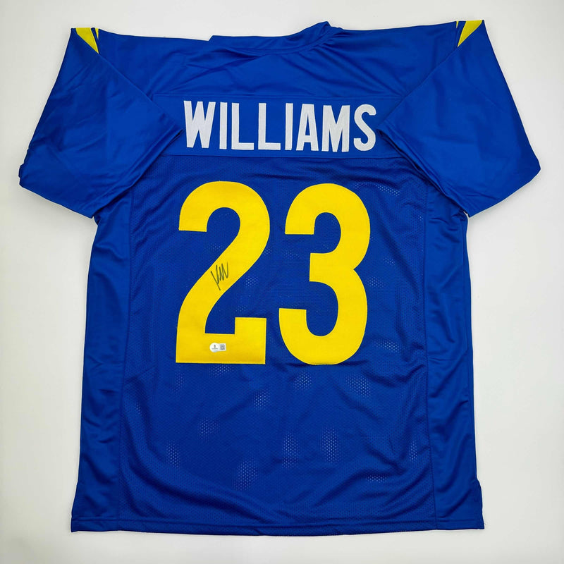 Autographed/Signed Kyren Williams Los Angeles LA Blue Football Jersey Beckett BAS COA #2