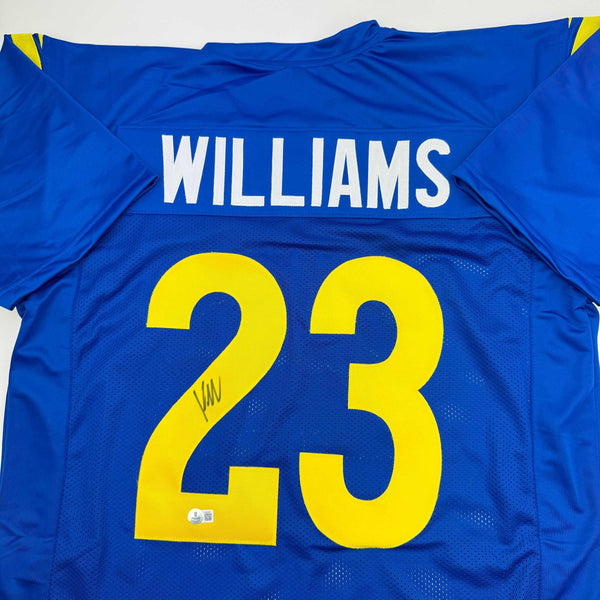 Autographed/Signed Kyren Williams Los Angeles LA Blue Football Jersey Beckett BAS COA #2