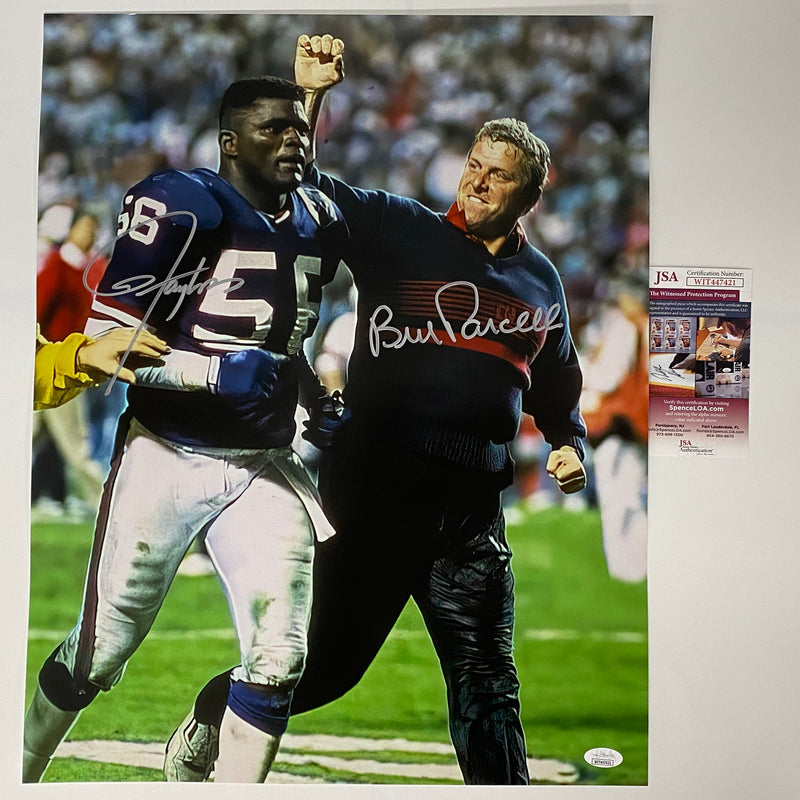Autographed/Signed Lawrence Taylor & Bill Parcells New York Giants 16x20 Football Photo JSA COA #2