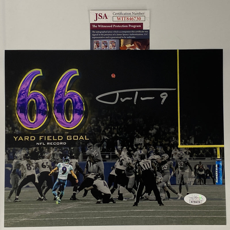 Autographed/Signed Justin Tucker Baltimore Ravens 66 Yd GW FG 8x10 Football Photo JSA COA