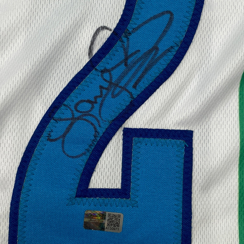 Autographed/Signed Larry Johnson Charlotte White Basketball Jersey Steiner COA