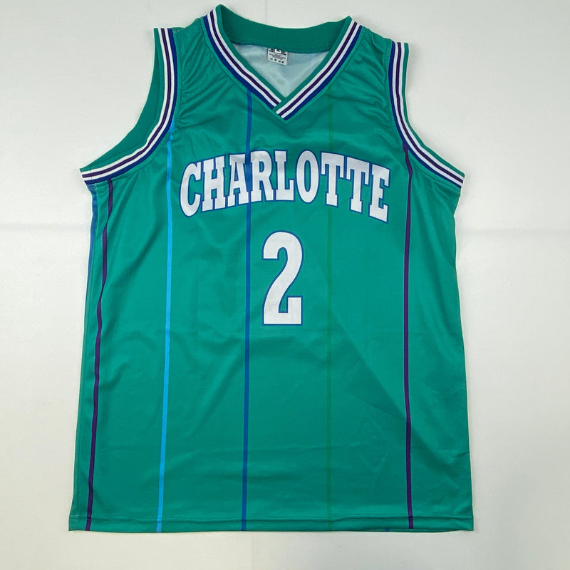 Autographed/Signed Larry Johnson Charlotte Teal Basketball Jersey Steiner COA