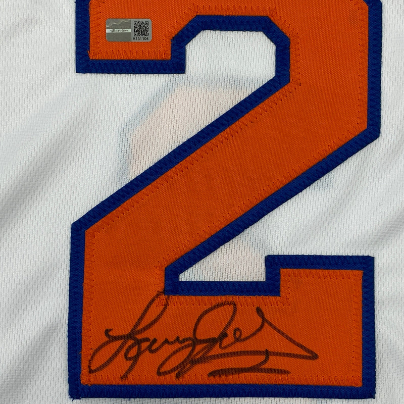 Autographed/Signed Larry Johnson New York White Basketball Jersey Steiner COA