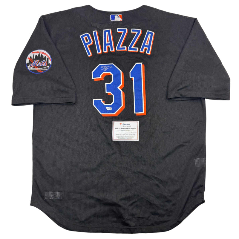 Autographed/Signed Mike Piazza New York Mets Black Mitchell & Ness Authentic Baseball Jersey Fanatics COA