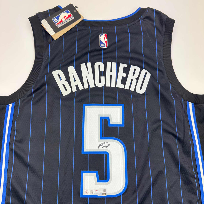 Autographed/Signed Paolo Banchero Orlando Black Magic Nike Jersey Fanatics COA
