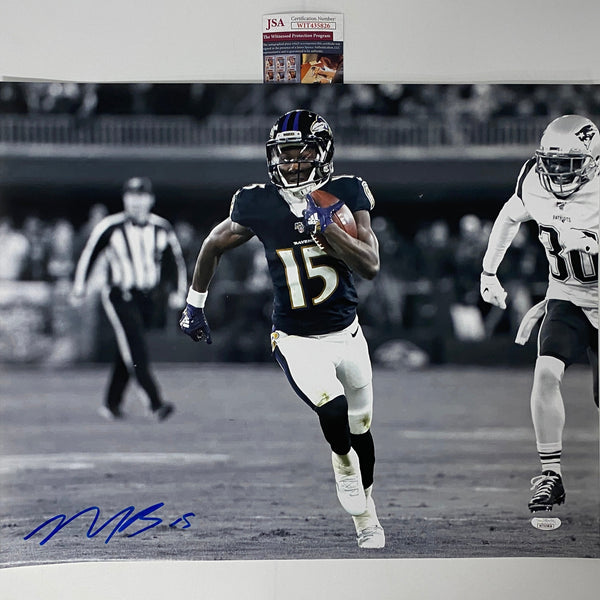 Autographed/Signed Marquise Brown Baltimore Ravens 16x20 Football Photo JSA COA #5