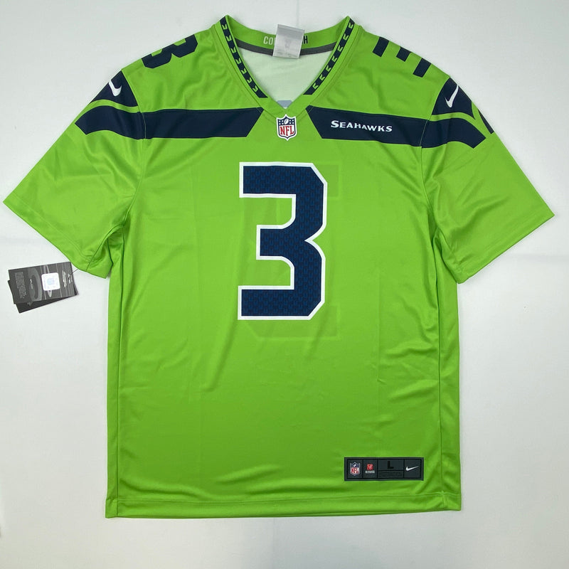 Autographed/Signed Russell Wilson Seattle Seahawks Green Color Rush Authentic Football Jersey Beckett BAS COA