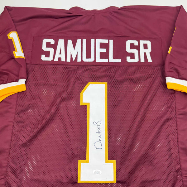 Autographed/Signed Deebo Samuel Washington Burgundy Football Jersey JSA COA