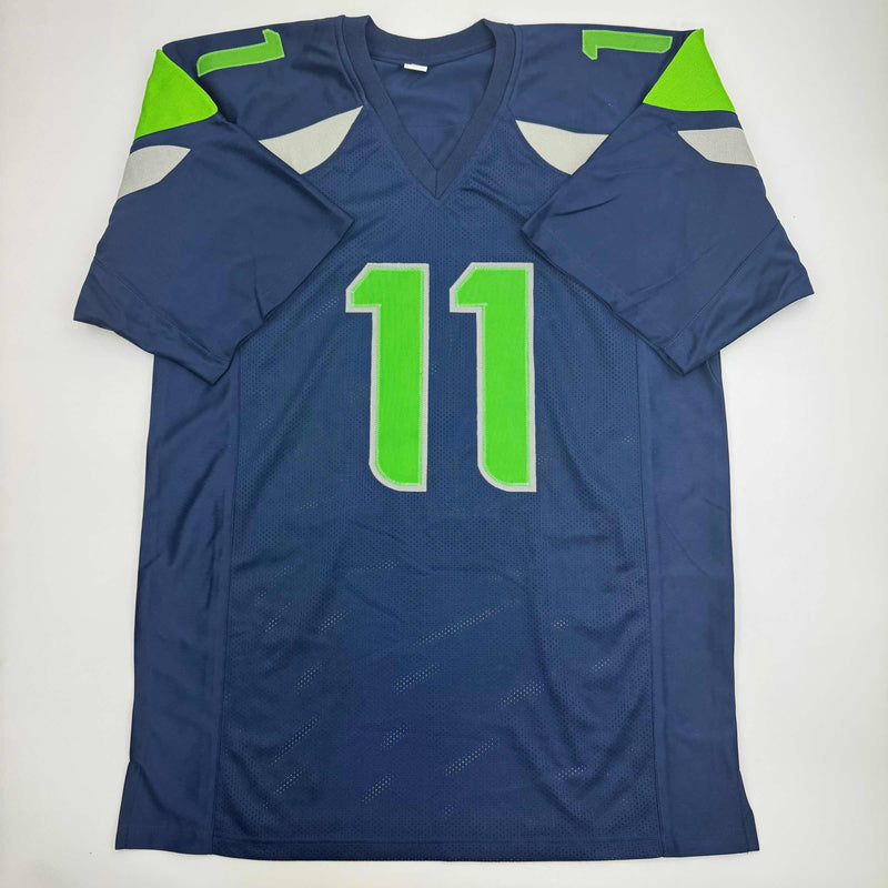 Autographed/Signed Jaxon Smith-Njigba Seattle Blue Football Jersey Beckett BAS COA