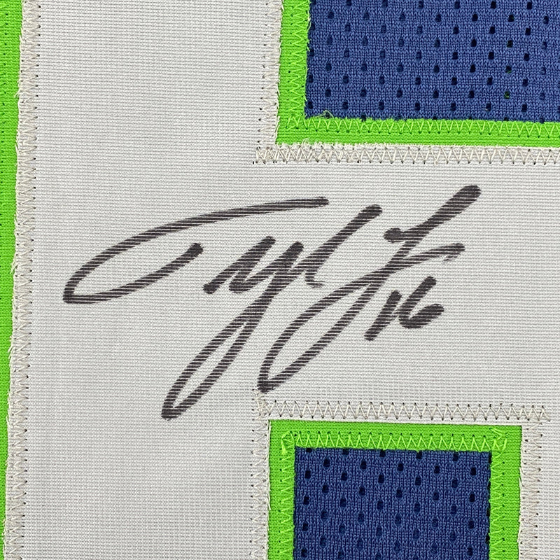 Autographed/Signed Tyler Lockett Seattle Blue Football Jersey JSA COA